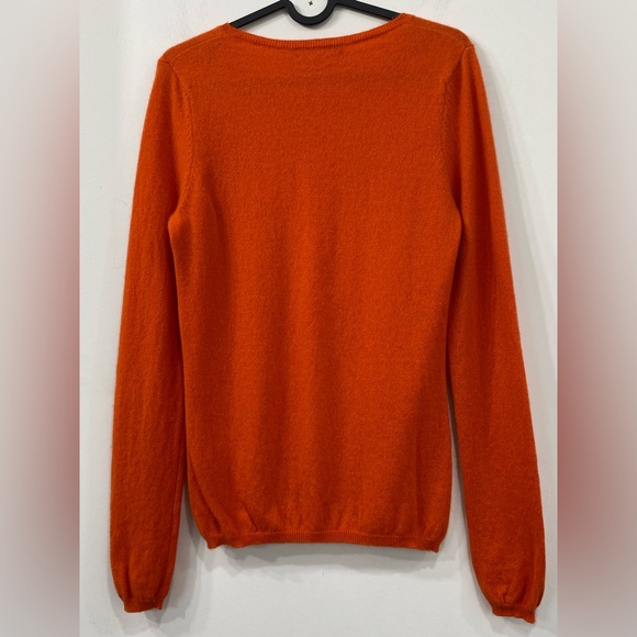 InCashmere Pure Baby Cashmere Long Sleeve CrewNeck Sweater in Pumpkin Blaze S - Picture 2 of 11